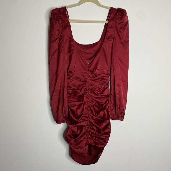 NWT MORE TO COME Women's Blaire Mini Dress in Wine Red, Size M - Picture 9 of 9